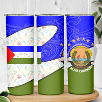 Nicaragua South Caribbean Coast Skinny Tumbler with Regional Seal and Ocean Shell Pattern Alma Caribeña Design - Wonder Print Shop