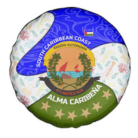 Nicaragua South Caribbean Coast Spare Tire Cover with Regional Seal and Ocean Shell Pattern Alma Caribeña Design - Wonder Print Shop