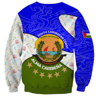 Nicaragua South Caribbean Coast Sweatshirt with Regional Seal and Ocean Shell Pattern Alma Caribeña Design - Wonder Print Shop