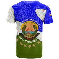 Nicaragua South Caribbean Coast T Shirt with Regional Seal and Ocean Shell Pattern Alma Caribeña Design - Wonder Print Shop