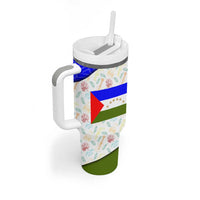 Nicaragua South Caribbean Coast Tumbler With Handle with Regional Seal and Ocean Shell Pattern Alma Caribeña Design - Wonder Print Shop