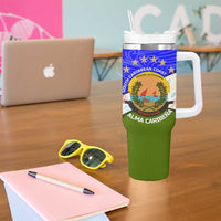 Nicaragua South Caribbean Coast Tumbler With Handle with Regional Seal and Ocean Shell Pattern Alma Caribeña Design - Wonder Print Shop