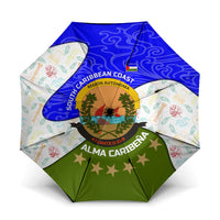 Nicaragua South Caribbean Coast Umbrella with Regional Seal and Ocean Shell Pattern Alma Caribeña Design - Wonder Print Shop