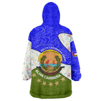 Nicaragua South Caribbean Coast Wearable Blanket Hoodie with Regional Seal and Ocean Shell Pattern Alma Caribeña Design - Wonder Print Shop