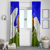 Nicaragua South Caribbean Coast Window Curtain with Regional Seal and Ocean Shell Pattern Alma Caribeña Design - Wonder Print Shop
