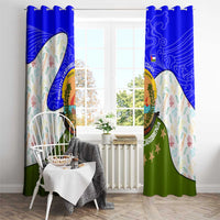 Nicaragua South Caribbean Coast Window Curtain with Regional Seal and Ocean Shell Pattern Alma Caribeña Design - Wonder Print Shop