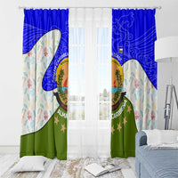 Nicaragua South Caribbean Coast Window Curtain with Regional Seal and Ocean Shell Pattern Alma Caribeña Design - Wonder Print Shop