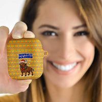 Buffalo Soldiers Christmas AirPods Case with Yellow Cartoon Buffalo Santa Hat Design - Wonder Print Shop