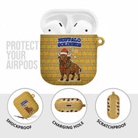 Buffalo Soldiers Christmas AirPods Case with Yellow Cartoon Buffalo Santa Hat Design - Wonder Print Shop
