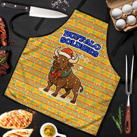 Buffalo Soldiers Christmas Apron with Yellow Cartoon Buffalo Santa Hat Design - Wonder Print Shop