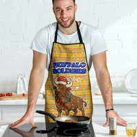 Buffalo Soldiers Christmas Apron with Yellow Cartoon Buffalo Santa Hat Design - Wonder Print Shop