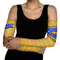 Buffalo Soldiers Christmas Arm Sleeves with Yellow Cartoon Buffalo Santa Hat Design - Wonder Print Shop