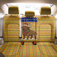 Buffalo Soldiers Christmas Back Car Seat Cover with Yellow Cartoon Buffalo Santa Hat Design - Wonder Print Shop