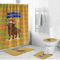 Buffalo Soldiers Christmas Bathroom Set with Yellow Cartoon Buffalo Santa Hat Design - Wonder Print Shop