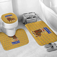 Buffalo Soldiers Christmas Bathroom Set with Yellow Cartoon Buffalo Santa Hat Design - Wonder Print Shop