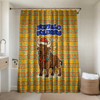 Buffalo Soldiers Christmas Bathroom Set with Yellow Cartoon Buffalo Santa Hat Design - Wonder Print Shop