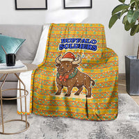 Buffalo Soldiers Christmas Blanket with Yellow Cartoon Buffalo Santa Hat Design - Wonder Print Shop