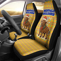Buffalo Soldiers Christmas Car Seat Cover with Yellow Cartoon Buffalo Santa Hat Design - Wonder Print Shop