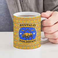 Buffalo Soldiers Christmas Ceramic Mug with Yellow Cartoon Buffalo Santa Hat Design - Wonder Print Shop