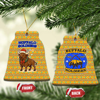 Buffalo Soldiers Christmas Ceramic Ornament with Yellow Cartoon Buffalo Santa Hat Design - Wonder Print Shop