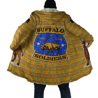 Buffalo Soldiers Christmas Cloak with Yellow Cartoon Buffalo Santa Hat Design - Wonder Print Shop