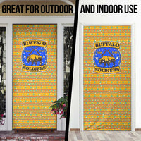 Buffalo Soldiers Christmas Door Cover with Yellow Cartoon Buffalo Santa Hat Design - Wonder Print Shop