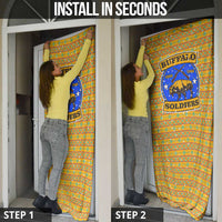 Buffalo Soldiers Christmas Door Cover with Yellow Cartoon Buffalo Santa Hat Design - Wonder Print Shop