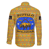 Buffalo Soldiers Christmas Family Matching Short Sleeve Bodycon Dress and Hawaiian Shirt with Yellow Cartoon Buffalo Santa Hat Design - Wonder Print Shop