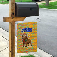 Buffalo Soldiers Christmas Garden Flag with Yellow Cartoon Buffalo Santa Hat Design - Wonder Print Shop