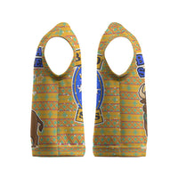 Buffalo Soldiers Christmas Knitted V-Neck Vest with Yellow Cartoon Buffalo Santa Hat Design - Wonder Print Shop