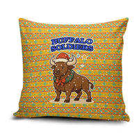 Buffalo Soldiers Christmas Pillow Cover with Yellow Cartoon Buffalo Santa Hat Design - Wonder Print Shop