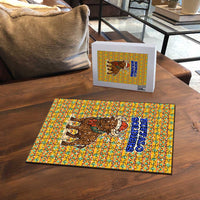 Buffalo Soldiers Christmas Puzzle with Yellow Cartoon Buffalo Santa Hat Design - Wonder Print Shop