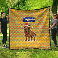Buffalo Soldiers Christmas Quilt with Yellow Cartoon Buffalo Santa Hat Design - Wonder Print Shop