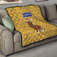 Buffalo Soldiers Christmas Quilt with Yellow Cartoon Buffalo Santa Hat Design - Wonder Print Shop