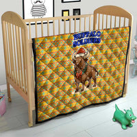 Buffalo Soldiers Christmas Quilt with Yellow Cartoon Buffalo Santa Hat Design - Wonder Print Shop
