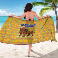 Buffalo Soldiers Christmas Sarong with Yellow Cartoon Buffalo Santa Hat Design - Wonder Print Shop