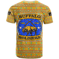 Buffalo Soldiers Christmas T Shirt with Yellow Cartoon Buffalo Santa Hat Design - Wonder Print Shop