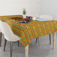 Buffalo Soldiers Christmas Tablecloth with Yellow Cartoon Buffalo Santa Hat Design - Wonder Print Shop