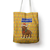 Buffalo Soldiers Christmas Tote Bag with Yellow Cartoon Buffalo Santa Hat Design - Wonder Print Shop