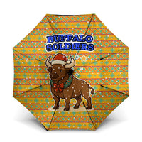 Buffalo Soldiers Christmas Umbrella with Yellow Cartoon Buffalo Santa Hat Design - Wonder Print Shop