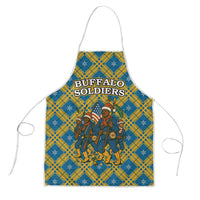 Buffalo Soldiers Christmas Apron with Blue Yellow Plaid Parade Illustration Design - Wonder Print Shop