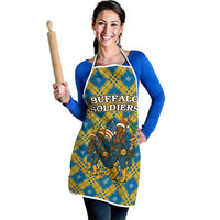 Buffalo Soldiers Christmas Apron with Blue Yellow Plaid Parade Illustration Design - Wonder Print Shop