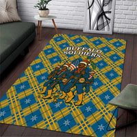 Buffalo Soldiers Christmas Area Rug with Blue Yellow Plaid Parade Illustration Design - Wonder Print Shop