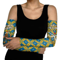 Buffalo Soldiers Christmas Arm Sleeves with Blue Yellow Plaid Parade Illustration Design - Wonder Print Shop