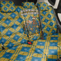Buffalo Soldiers Christmas Back Car Seat Cover with Blue Yellow Plaid Parade Illustration Design - Wonder Print Shop