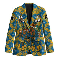 Buffalo Soldiers Christmas Blazer with Blue Yellow Plaid Parade Illustration Design - Wonder Print Shop