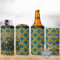 Buffalo Soldiers Christmas 4 in 1 Can Cooler Tumbler with Blue Yellow Plaid Parade Illustration Design - Wonder Print Shop