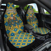 Buffalo Soldiers Christmas Car Seat Cover with Blue Yellow Plaid Parade Illustration Design - Wonder Print Shop