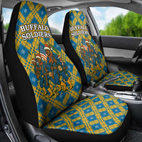 Buffalo Soldiers Christmas Car Seat Cover with Blue Yellow Plaid Parade Illustration Design - Wonder Print Shop