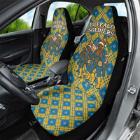 Buffalo Soldiers Christmas Car Seat Cover with Blue Yellow Plaid Parade Illustration Design - Wonder Print Shop
